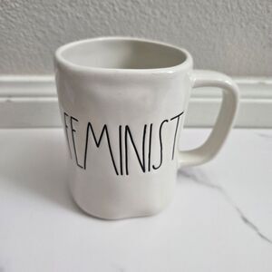 Rae Dunn "FEMINIST" White Black Ceramic Coffee Mug Large Letter Farmhouse Cup